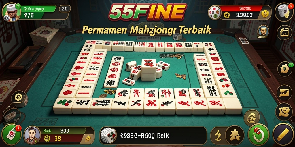 Screenshot gameplay 55FIVE menampilkan keindahan permainan Mahjong.