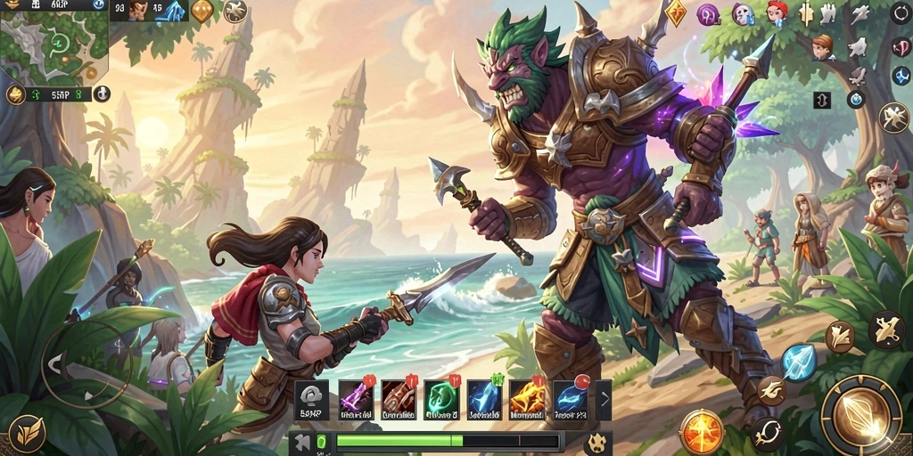 Tampilan gameplay 55RP yang menampilkan petualangan MMORPG yang seru.