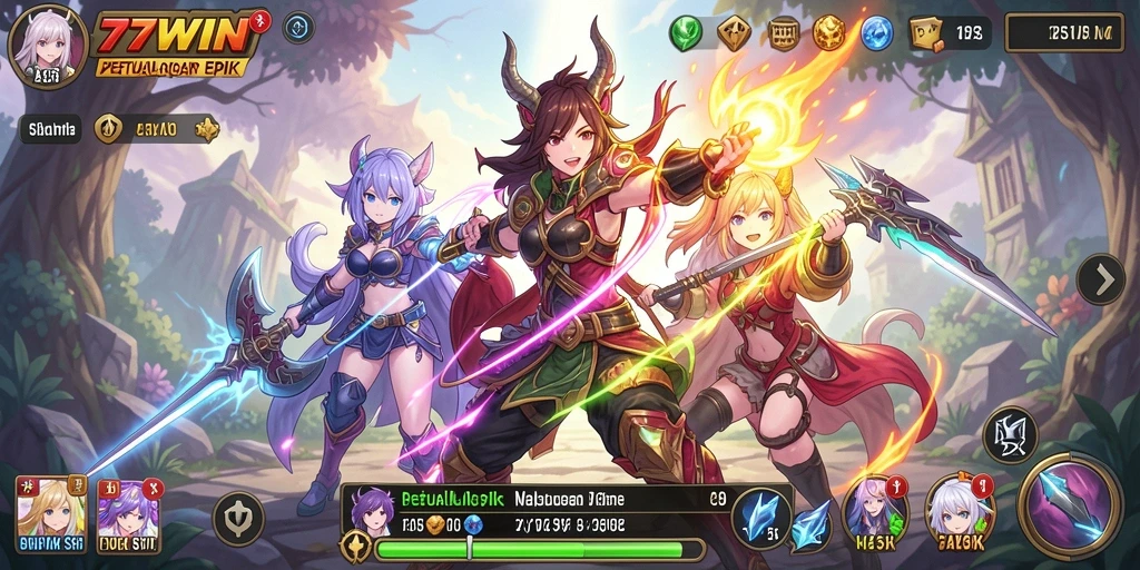 Tangkapan layar 77WIN menampilkan pertarungan seru di dunia anime.