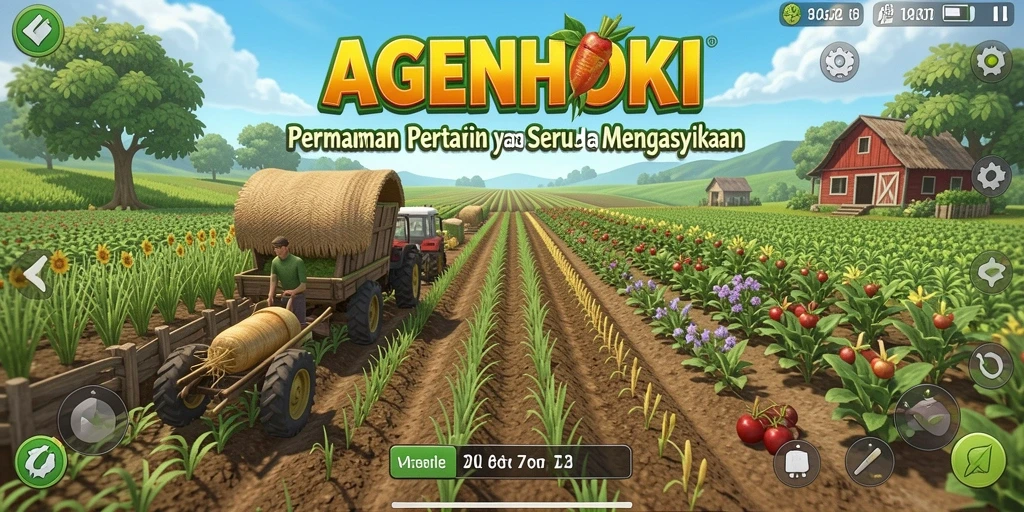 Gameplay seru AGENHOKI menunjukkan aktivitas bertani yang menarik.