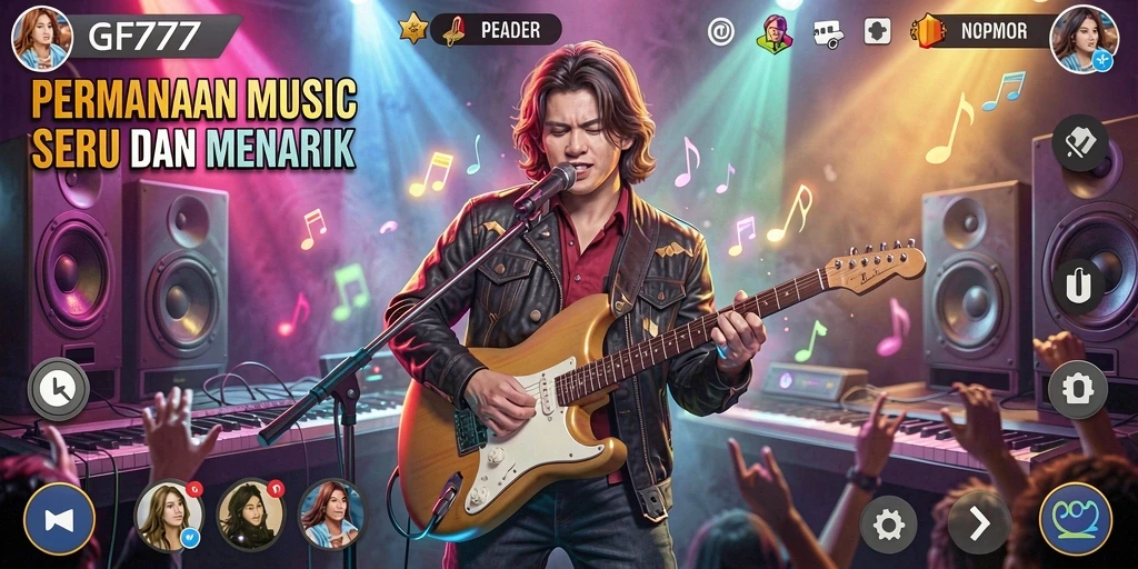 Tampilan gameplay seru dari GF777 dengan berbagai lagu.
