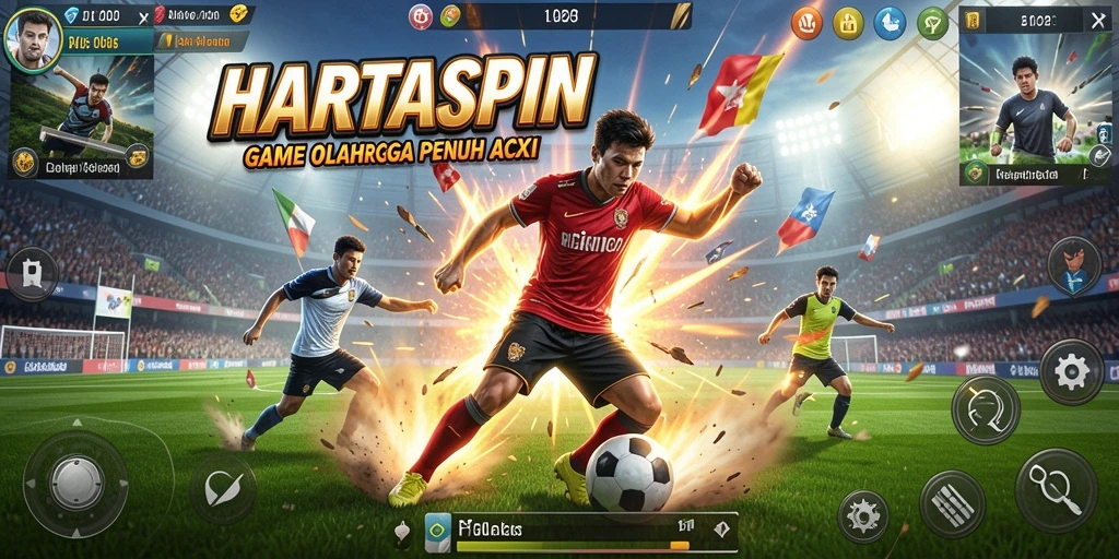 Tampilan gameplay seru dari HARTASPIN dengan aksi olahraga dinamis.