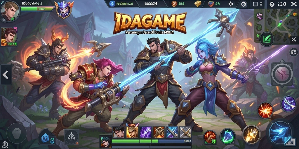 Tampilan gameplay seru di IDAGAME dengan aksi MOBA yang dinamis.