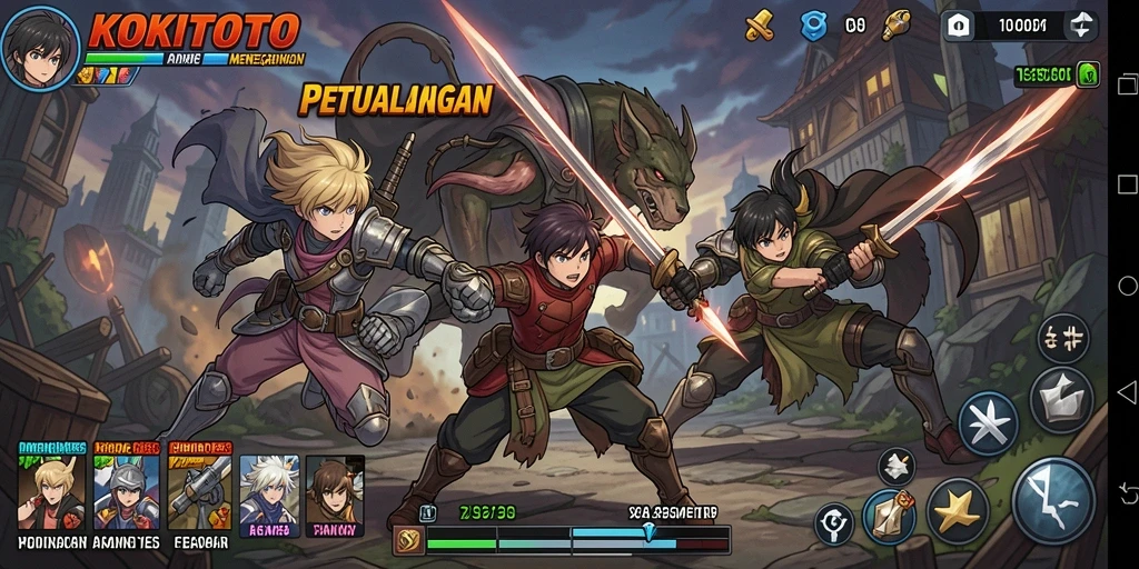 Gameplay KOKITOTO yang penuh aksi dan visual Anime menawan.