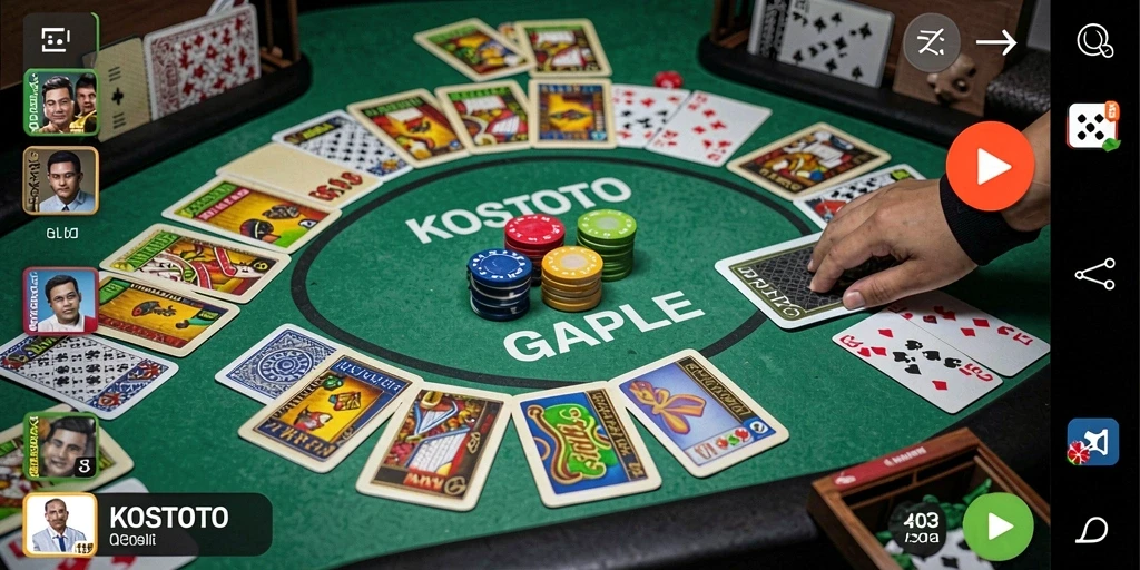 Screenshot gameplay KOSTOTO menampilkan serunya permainan Gaple.