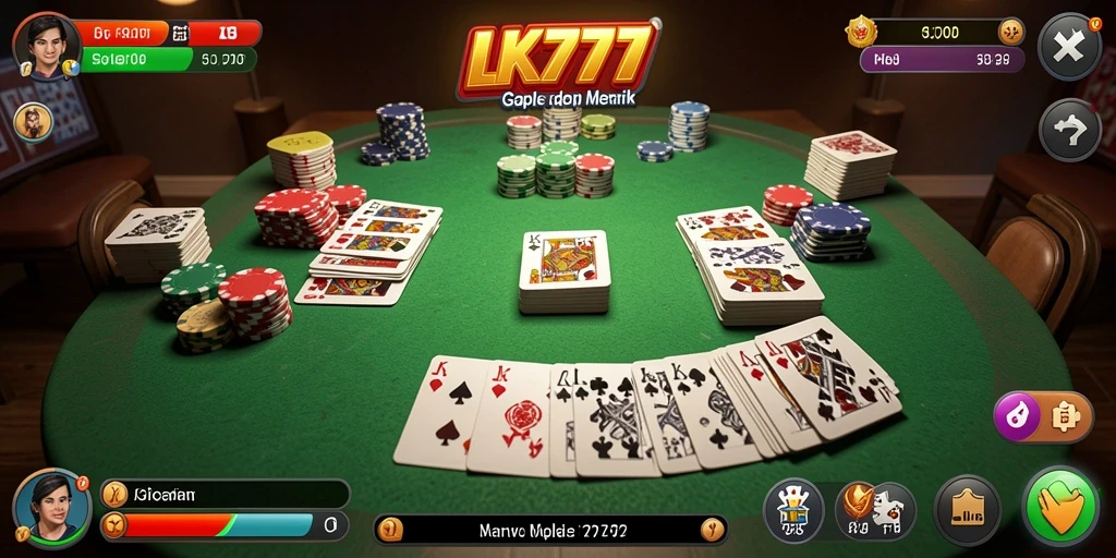 Screenshot gameplay LK777 menampilkan suasana seru bermain Gaple.