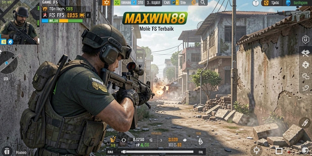 Screenshot gameplay <strong>MAXWIN88</strong> menampilkan aksi tembak-menembak yang intens.