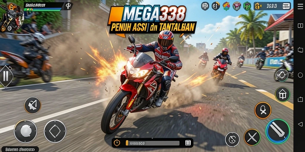 Gameplay balapan motor yang seru dan mendebarkan.