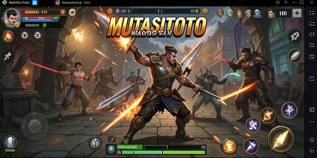 Screenshot utama menunjukkan aksi intens dalam permainan strategi MUTASITOTO.