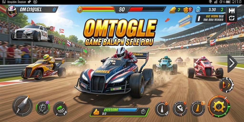 Tampilan gameplay OMTOGEL dengan aksi balapan yang mendebarkan.