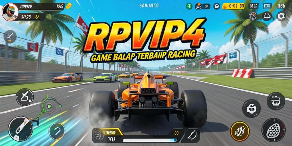 Screenshot gameplay RPVIP4 menampilkan aksi balap yang mendebarkan.