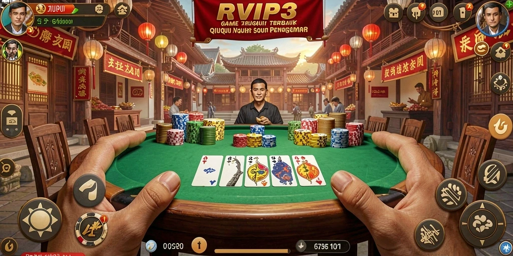 Tampilan gameplay QiuQiu di RVIP3 yang seru dan menarik.
