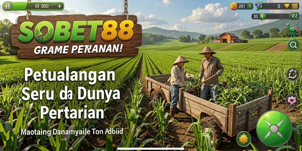 Screenshot gameplay menunjukkan aktivitas pertanian seru di SOBET88.