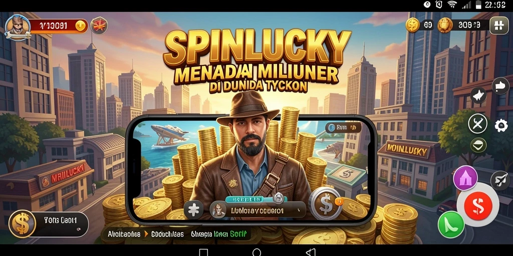 Screenshot gameplay SPINLUCKY yang menampilkan pengelolaan bisnis yang menarik.