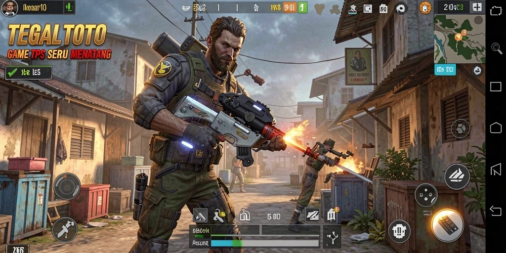 Screenshot gameplay TEGALTOTO menampilkan aksi pertempuran yang seru.