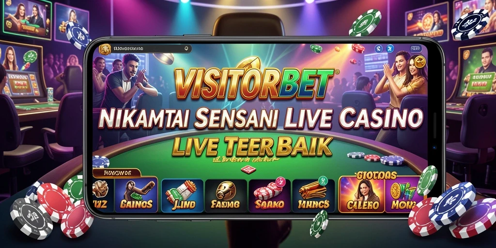 Screenshot gameplay VISITORBET menampilkan dealer langsung dan suasana kasino yang interaktif.