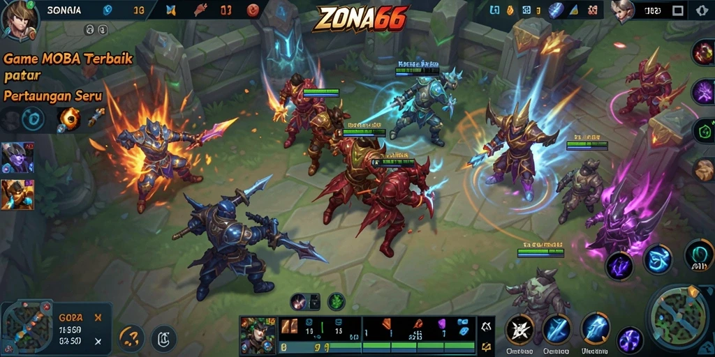 Tampilan gameplay seru di ZONA66 dengan pertarungan tim.